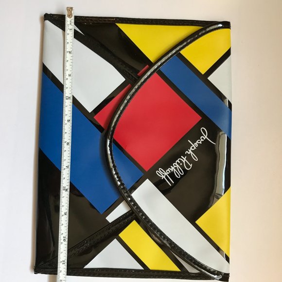 VTG 90's Joseph Ribkoff Clutch Colour Block Black Patent Leather Y2K Style - Picture 9 of 9